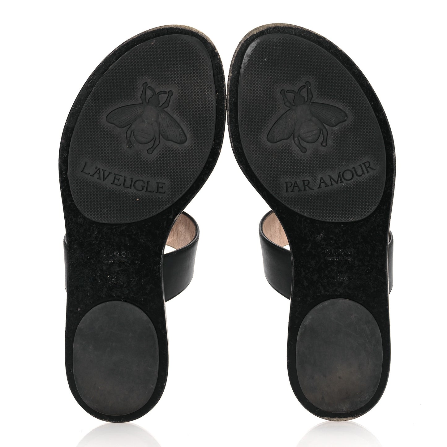 Calfskin GG Marmont Thong Sandals 36.5 Black