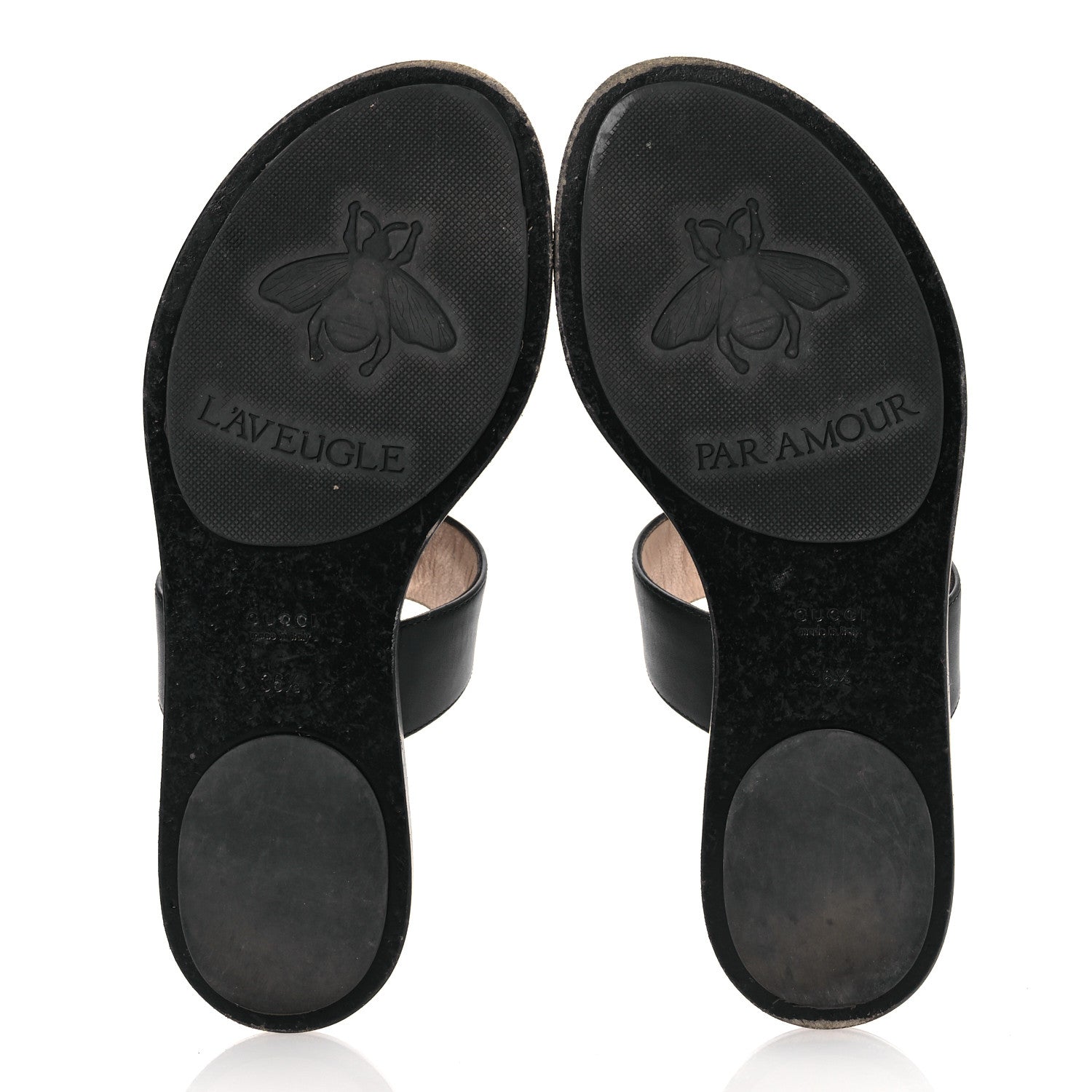 Gucci Calfskin GG Marmont Thong Sandals 36.5 Black 7 of 13