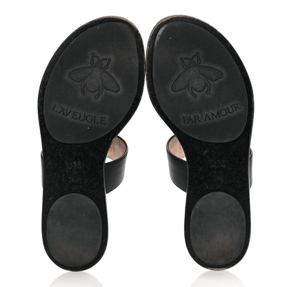Gucci Calfskin GG Marmont Thong Sandals 36.5 Black 7 of 13