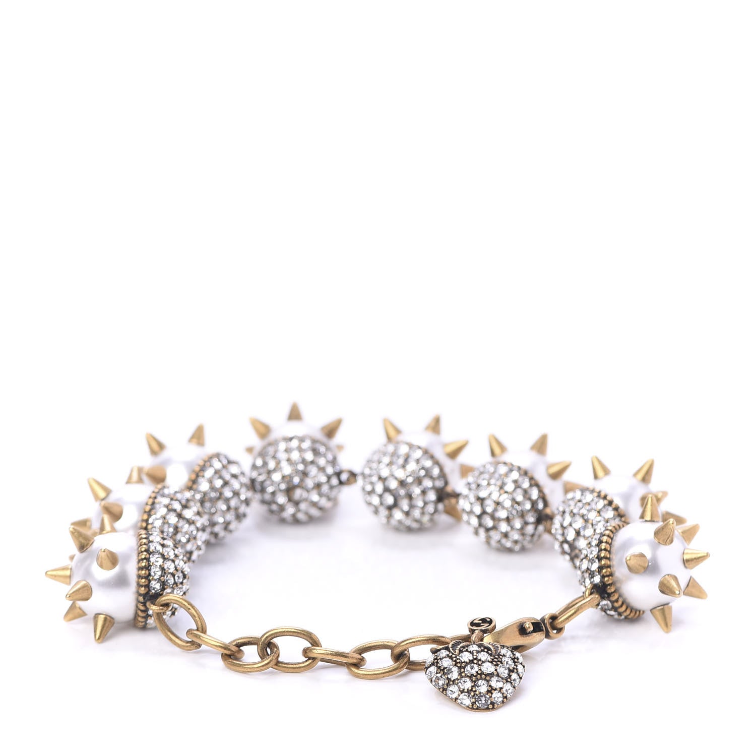 Gucci Embellished Strass Spikes Bracelet Gold Cream 3 of 5