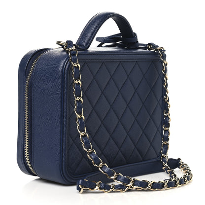 Chanel Caviar Quilted Medium CC Filigree Vanity Case Navy 3 of 10