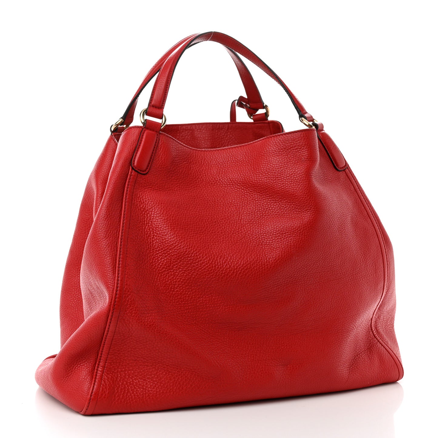 Pebbled Calfskin Large Soho Shoulder Bag Red