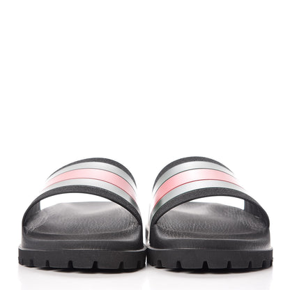 Gucci Rubber Web Mens Lug Sole Slide Sandals 11 Black Green Red 2 of 8
