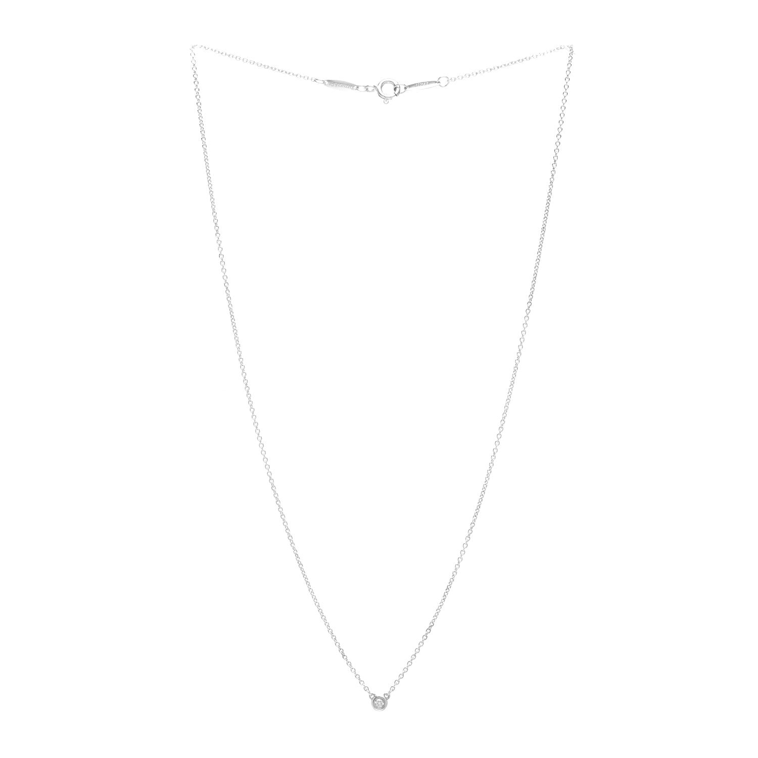 Tiffany Sterling Silver Diamond .03ct Elsa Peretti Diamonds by the Yard Pendant Necklace 3 of 4