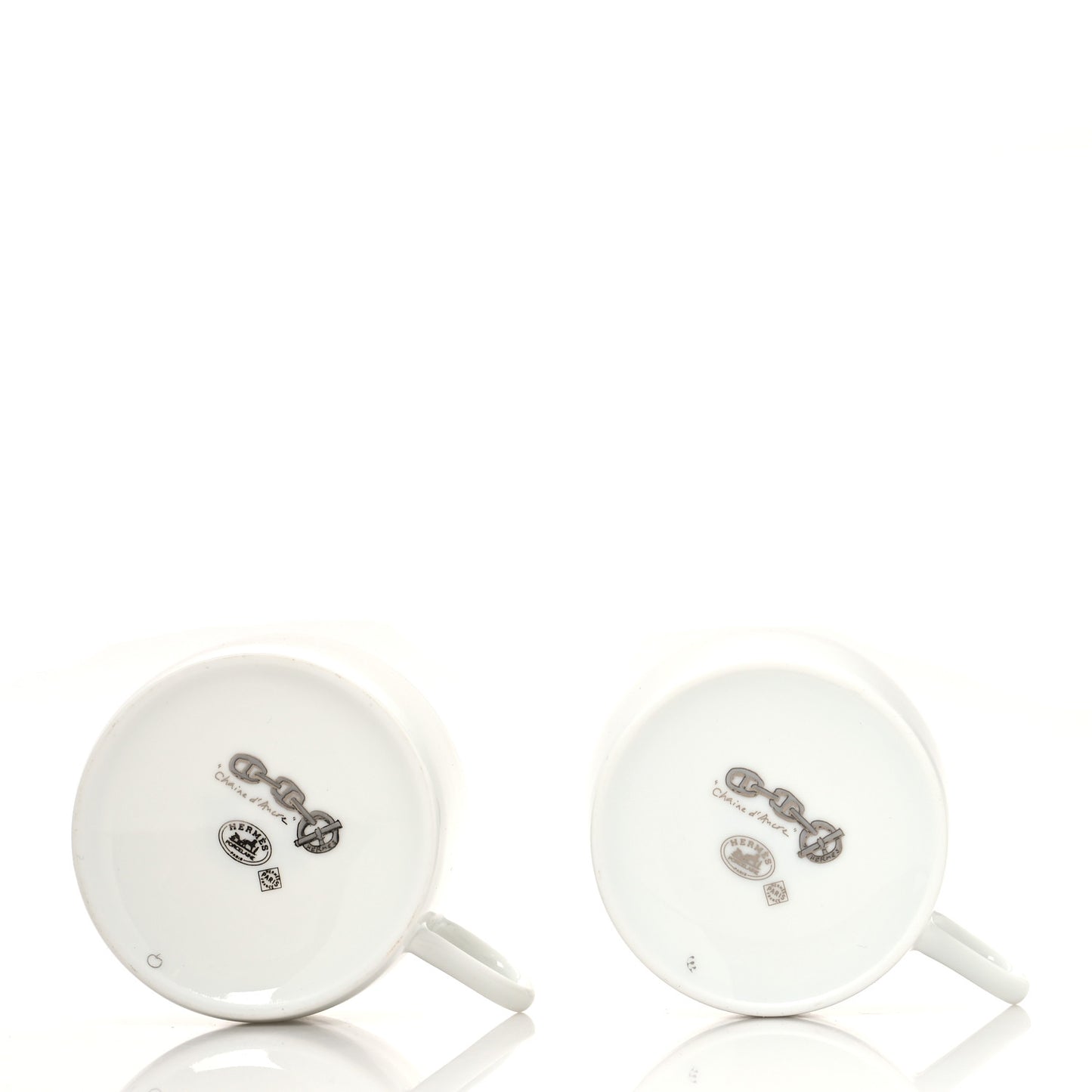 Porcelain Platinum Chaine d'Ancre Tea Cup and Saucer Set of 2