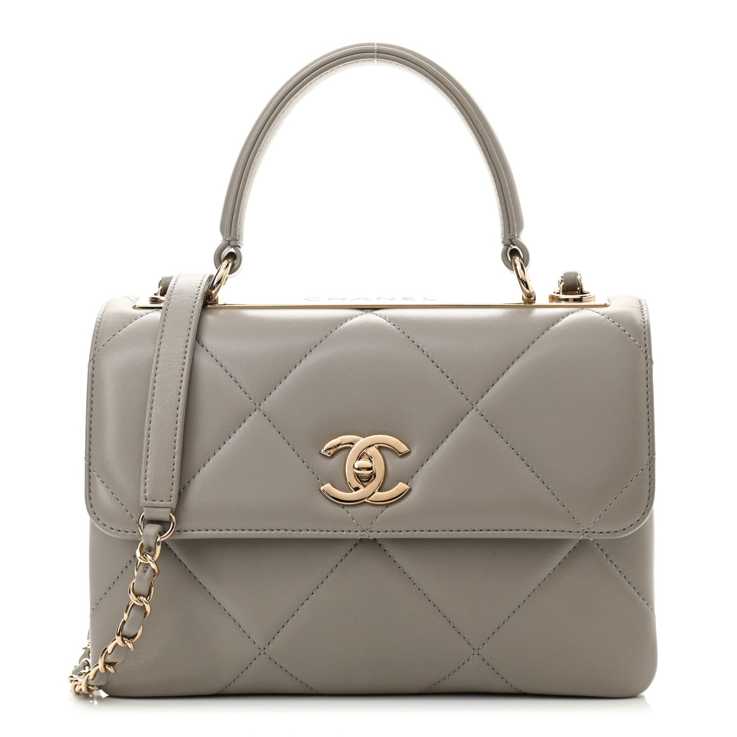 Chanel Lambskin Quilted Small Trendy CC Top Handle Flap Grey 1 of 10