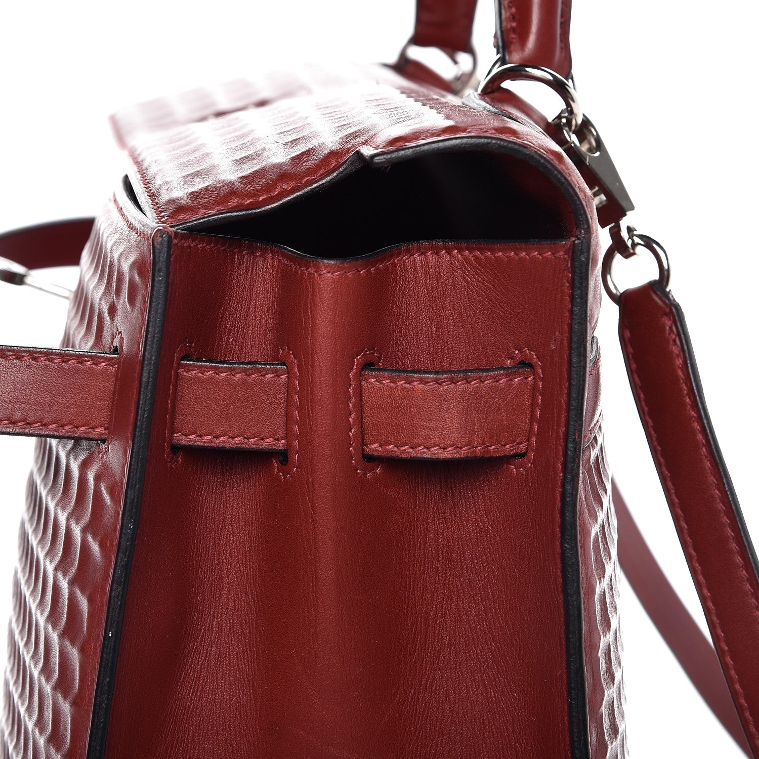 Hermes Barenia Sellier Waffle Kelly 35 Rouge H 33 of 34