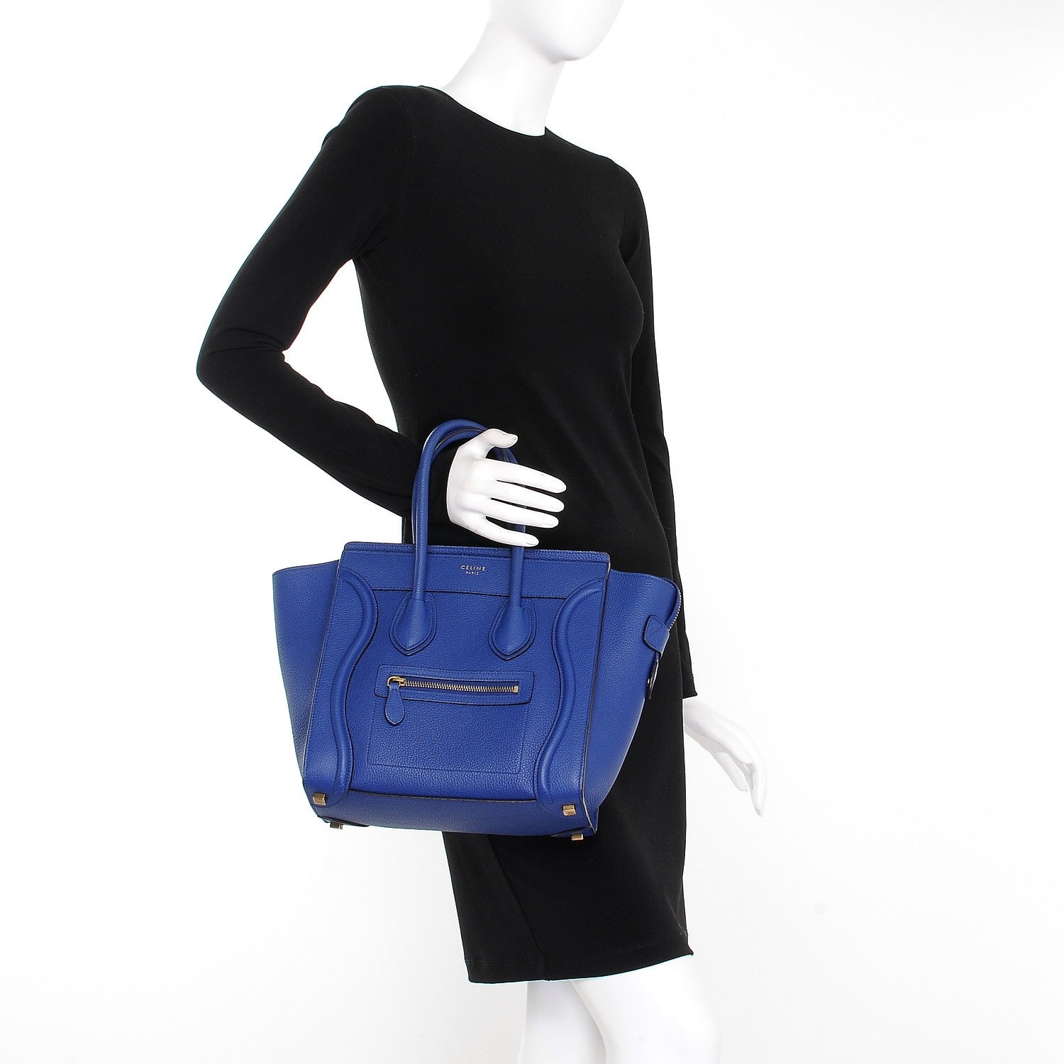 Celine Drummed Calfskin Micro Luggage Indigo 2 of 11
