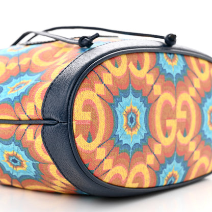 Gucci GG Supreme Kaleidoscope Calfskin Script Logo Gucci 100 Bucket Drawstring Bag Blue Orange Multicolor Blue Agata 9 of 10