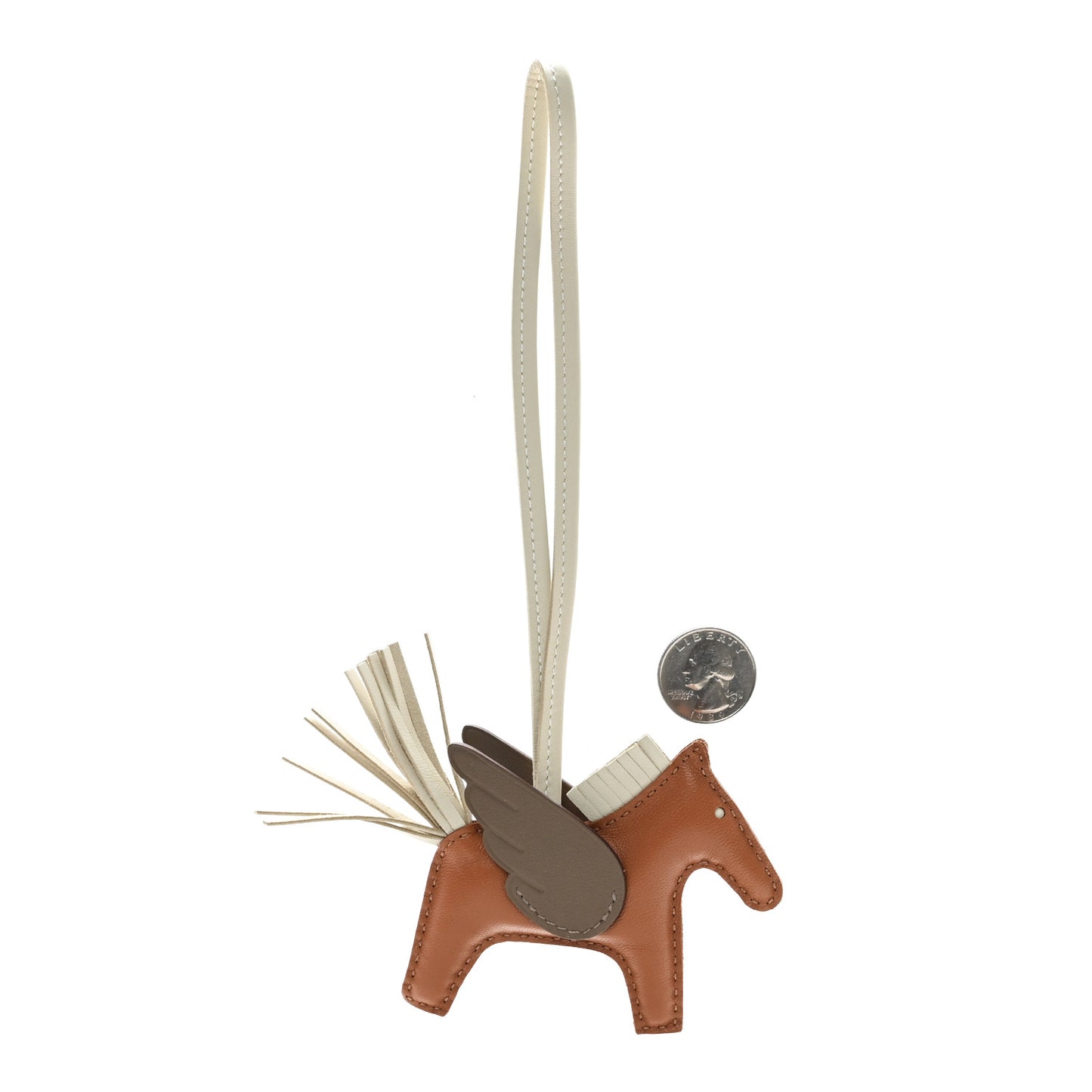 Milo Lambskin Grigri Rodeo Pegase Horse Bag Charm PM Gold Craie Etoupe