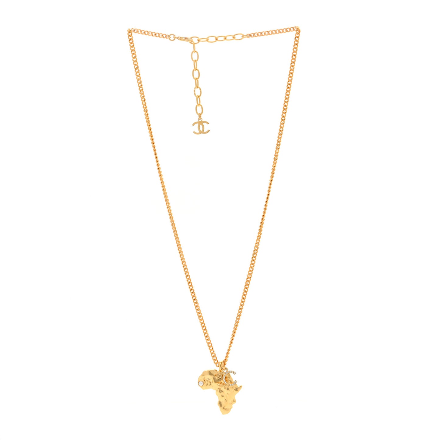 Metal Pearl Crystal CC Dakar Pendant Necklace Gold White