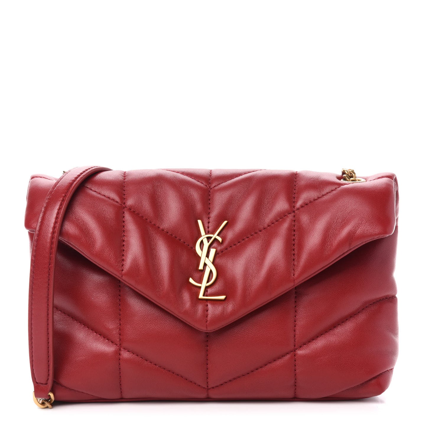Lambskin Quilted Toy Loulou Puffer Monogram Chain Satchel Red