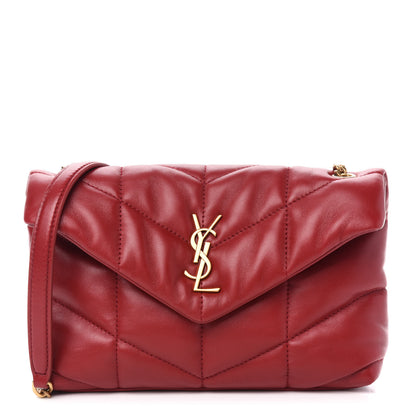 Saint Laurent Lambskin Quilted Toy Loulou Puffer Monogram Chain Satchel Red 1 of 12