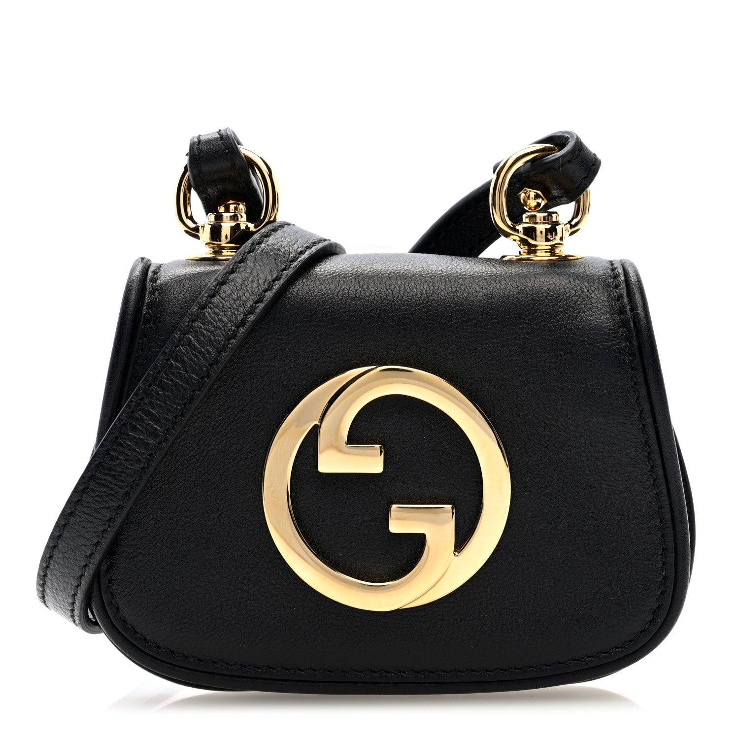 Gucci Roxy Calfskin Blondie Card Case Wallet with Strap Black 1 of 9