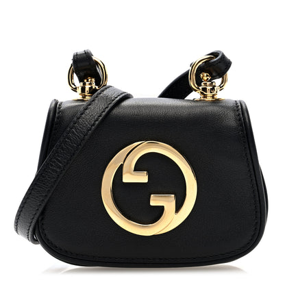 Gucci Roxy Calfskin Blondie Card Case Wallet with Strap Black 1 of 9