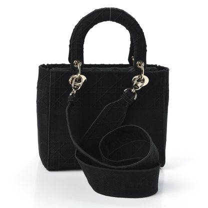 Christian Dior Canvas Cannage Medium Lady D-Lite Black 2 of 8