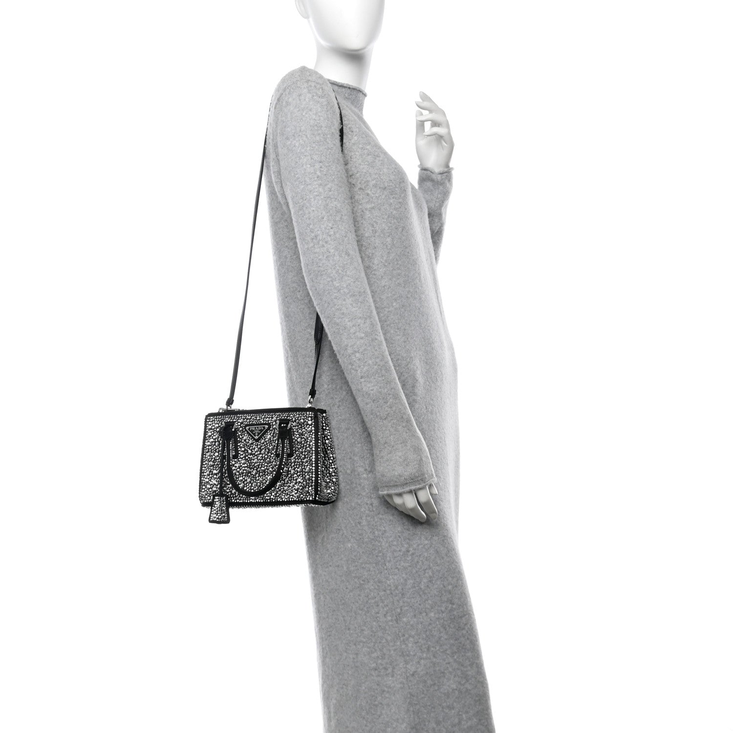 Prada Satin Crystal Mini Galleria Double Zip Tote Metal 2 of 12