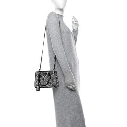 Prada Satin Crystal Mini Galleria Double Zip Tote Metal 2 of 12