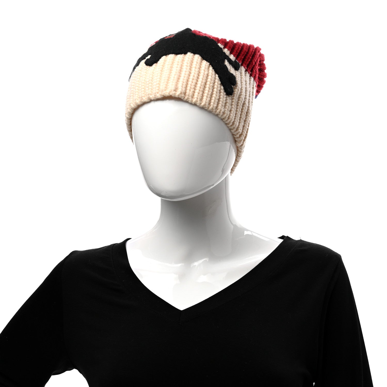 Gucci Wool Knit Beanie Hat M Navy Red 2 of 5