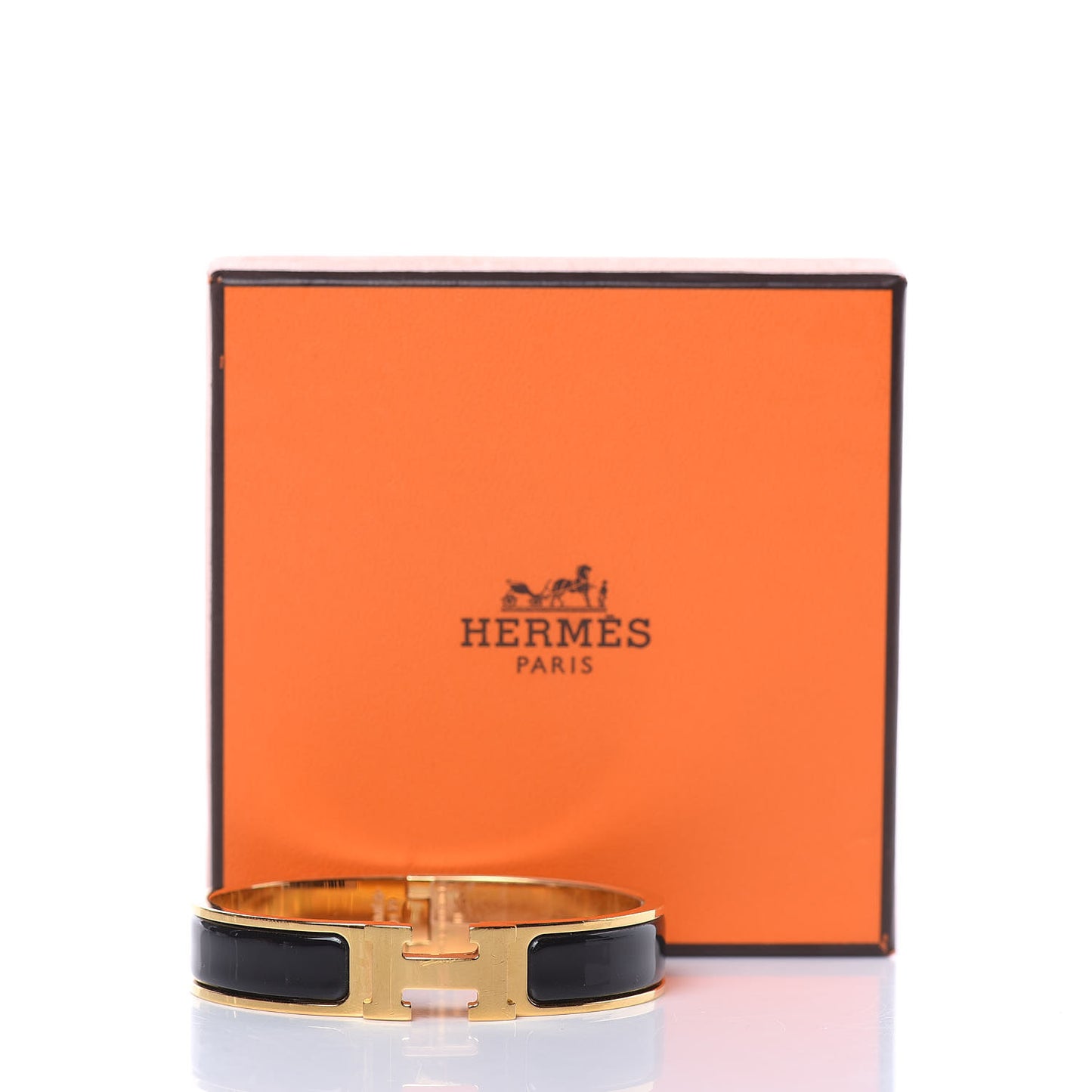 Enamel Narrow Clic Clac H Bracelet PM Black