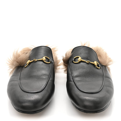Gucci Calfskin Fur Womens Princetown Slippers 40.5 Black 3 of 8
