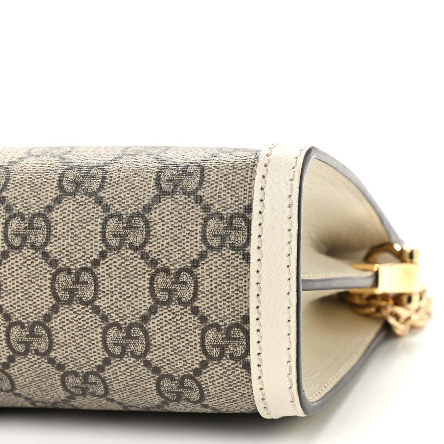 Gucci GG Supreme Monogram Textured Calfskin Web Small Ophidia Chain Shoulder Bag Beige Ebony Mystic White 11 of 11