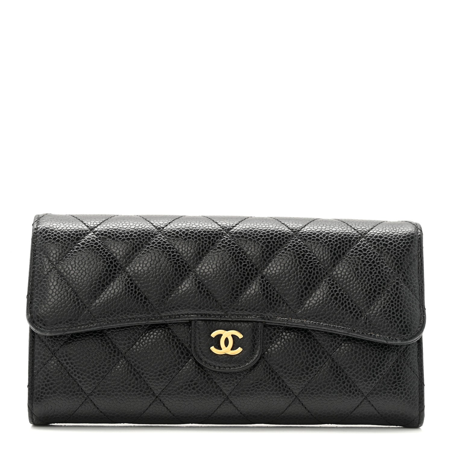 Chanel Caviar Quilted Large Gusset Flap Wallet Black 2 of 26