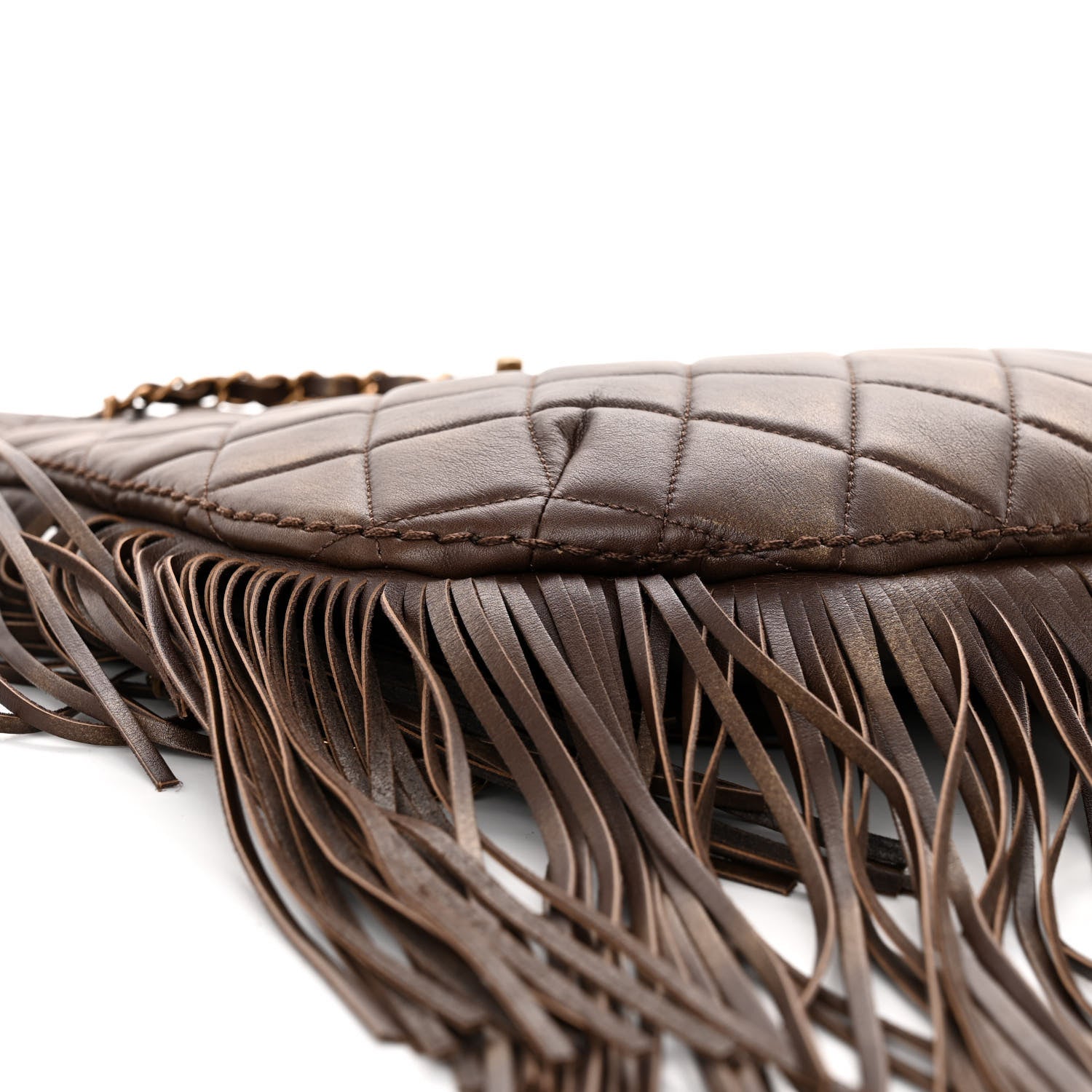 Chanel Calfskin Quilted Into The Fringe Hobo Brown 9 of 10