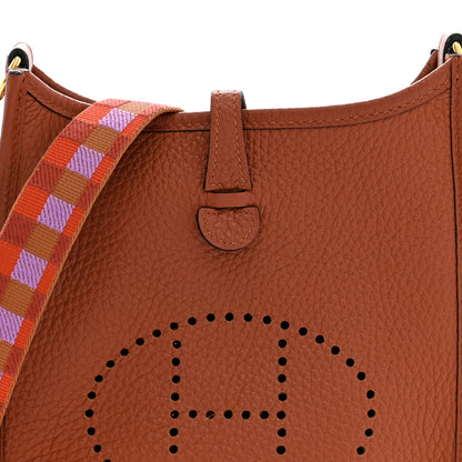 Hermes Taurillon Clemence Maxi Quadrille Evelyne TPM Cuivre Capucine Parme Rouge Duchess 8 of 11