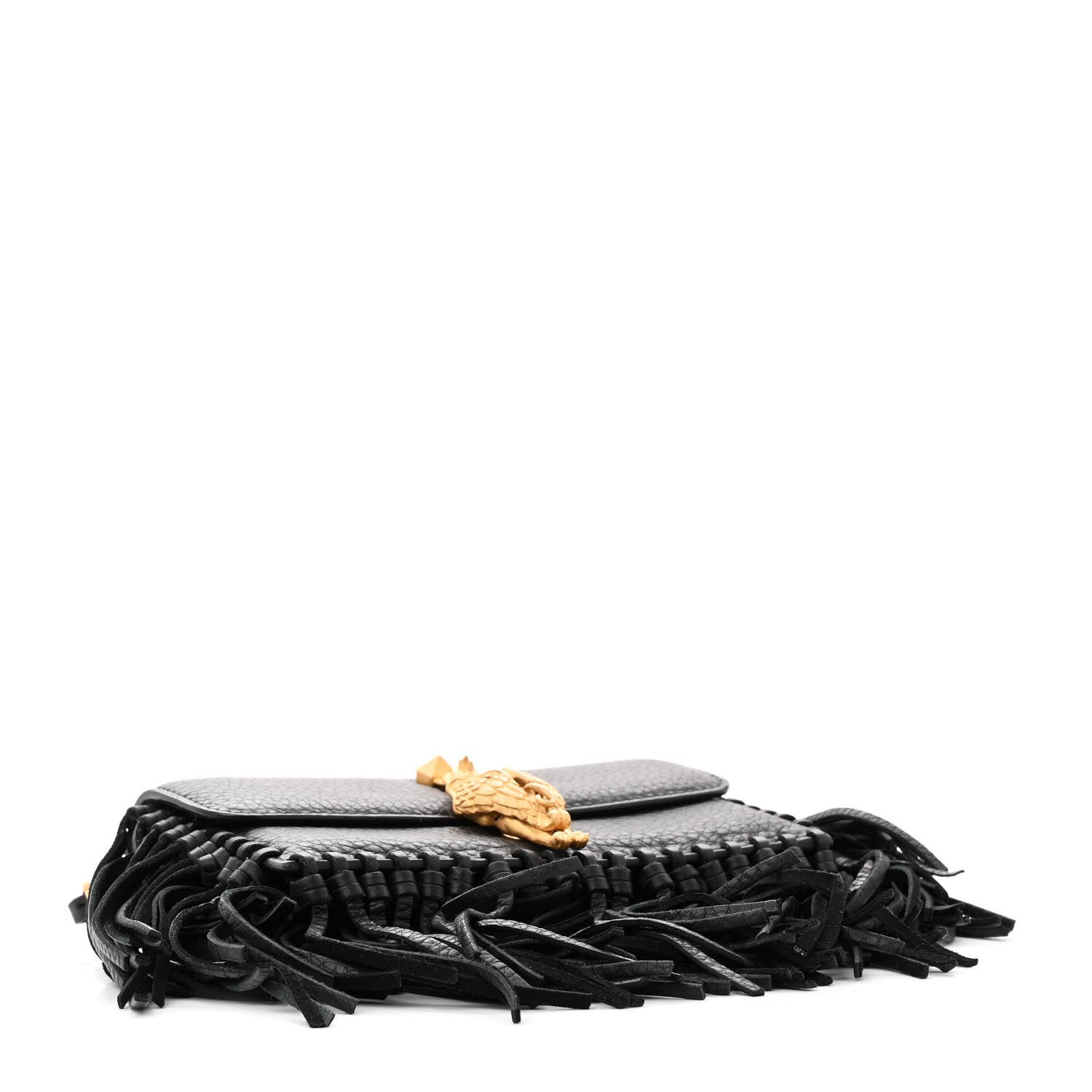 Valentino Garavani Grained Calfskin Mini C Rockee Scarab Fringe Shoulder Bag Black 4 of 18