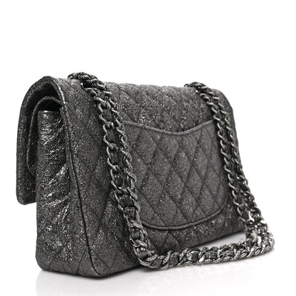 Chanel Metallic Crackled Calfskin Medium Double Flap Argent Fonce 3 of 8
