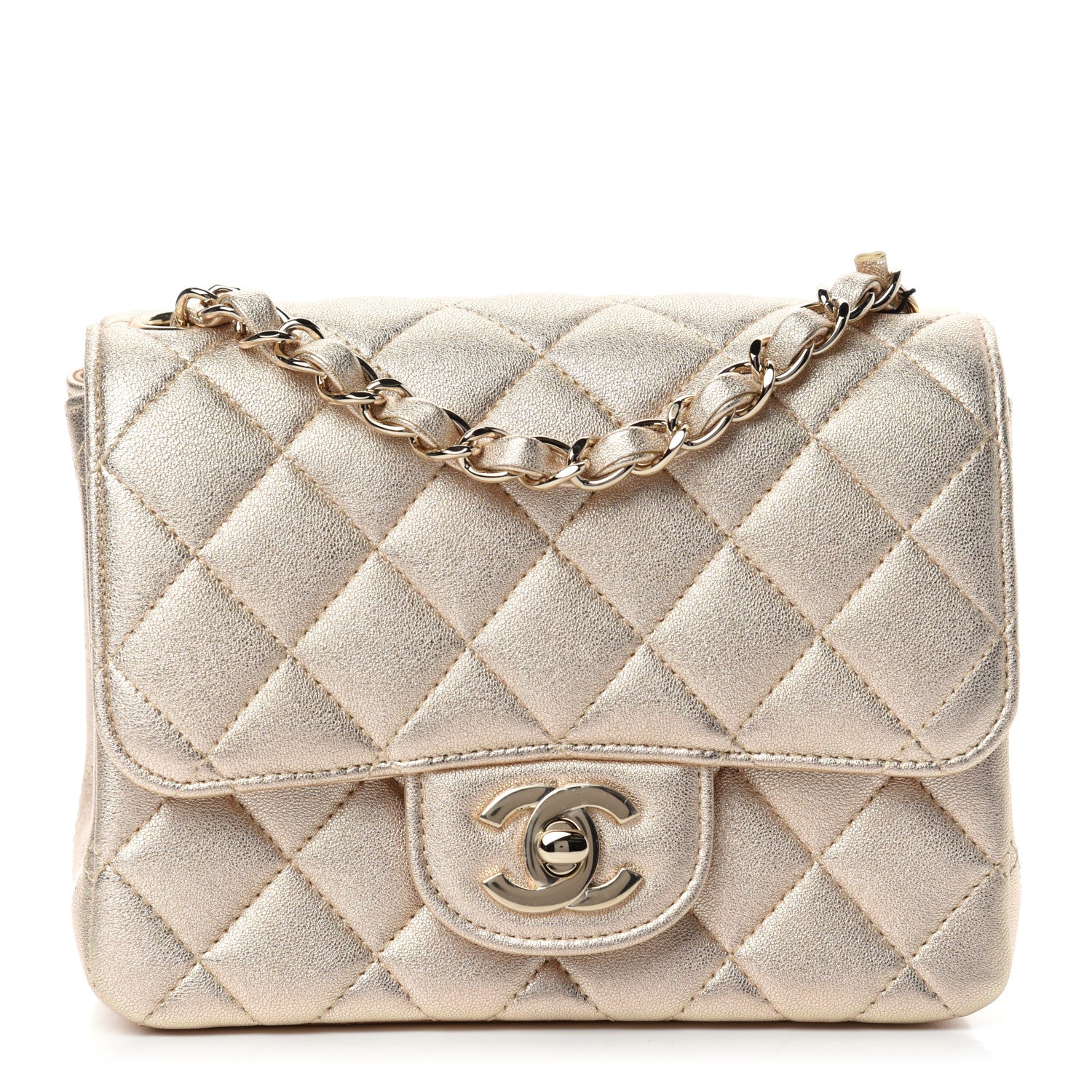 Chanel Metallic Lambskin Quilted Mini Square Flap Gold 1 of 11