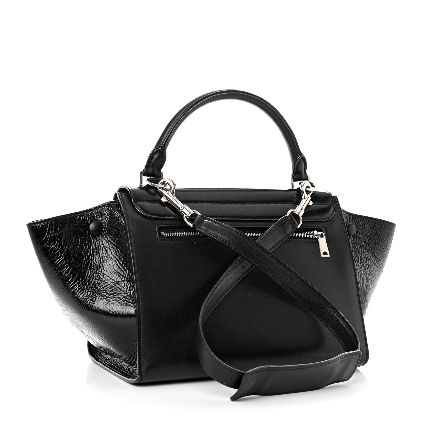 Shiny Goatskin Small Trapeze Black