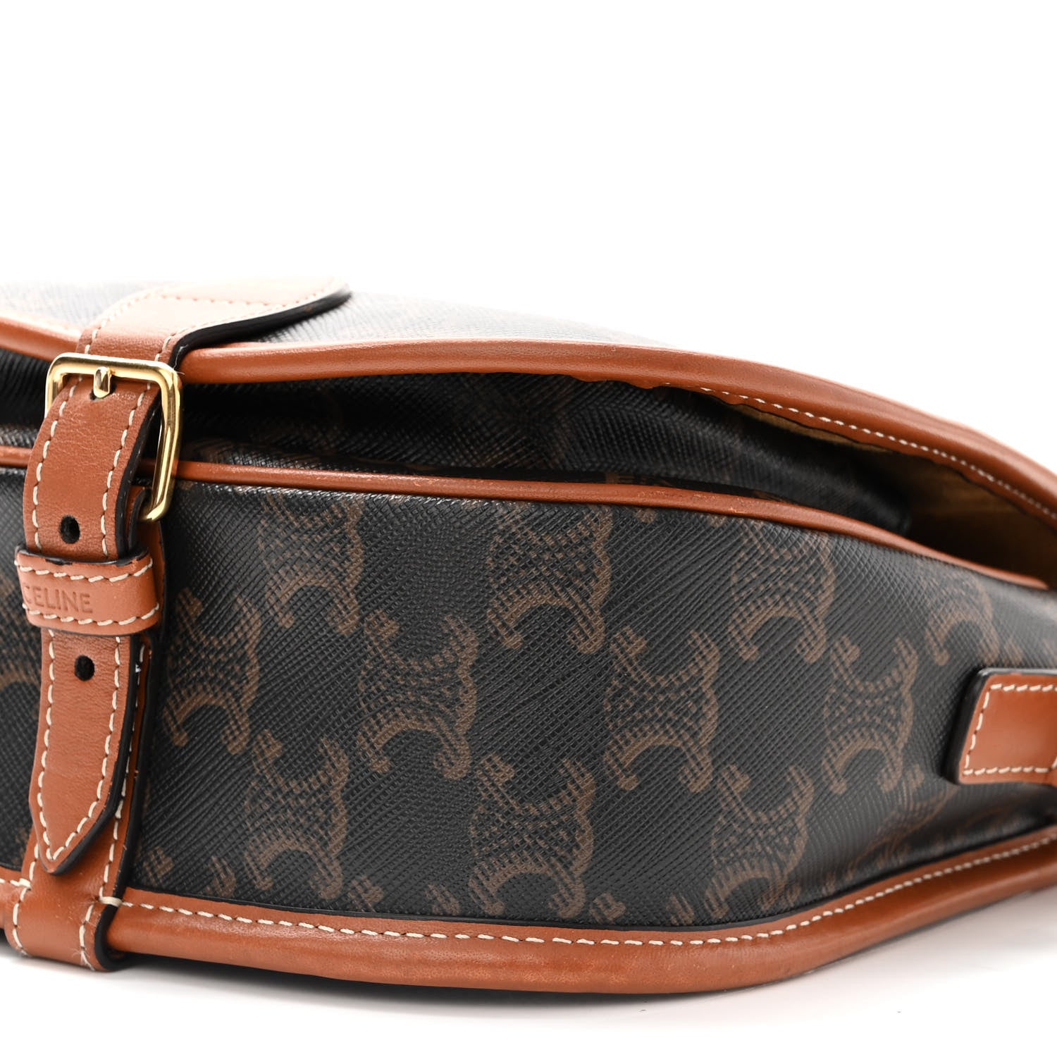 Celine Triomphe Canvas Medium Folco Bag Tan 9 of 10