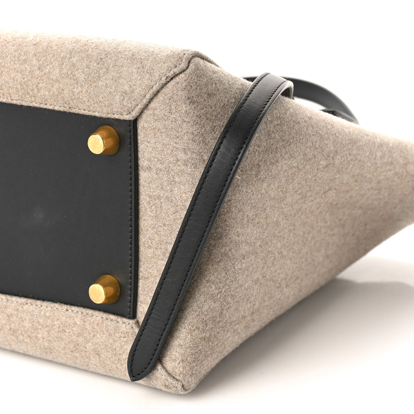 Felt Smooth Calfskin Mini Belt Bag Beige