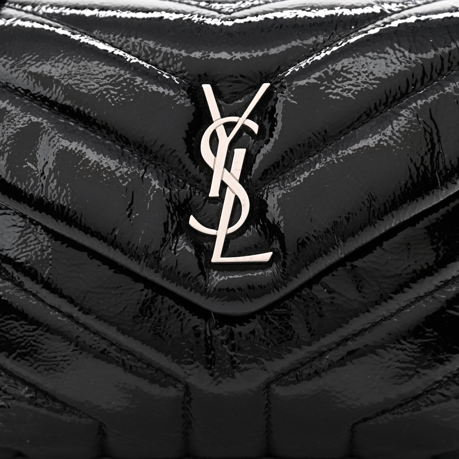 Saint Laurent Patent Y Quilted Monogram Toy Loulou Crossbody Bag Black 8 of 14