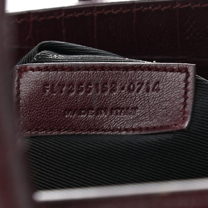 Saint Laurent Calfskin Crocodile Embossed Small Sac de Jour Rouge Legion 6 of 8
