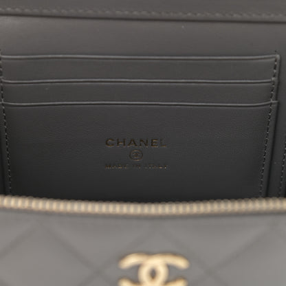 Chanel Lambskin Quilted Small Top Handle Vanity Case With Chain Dark Grey 7 of 10