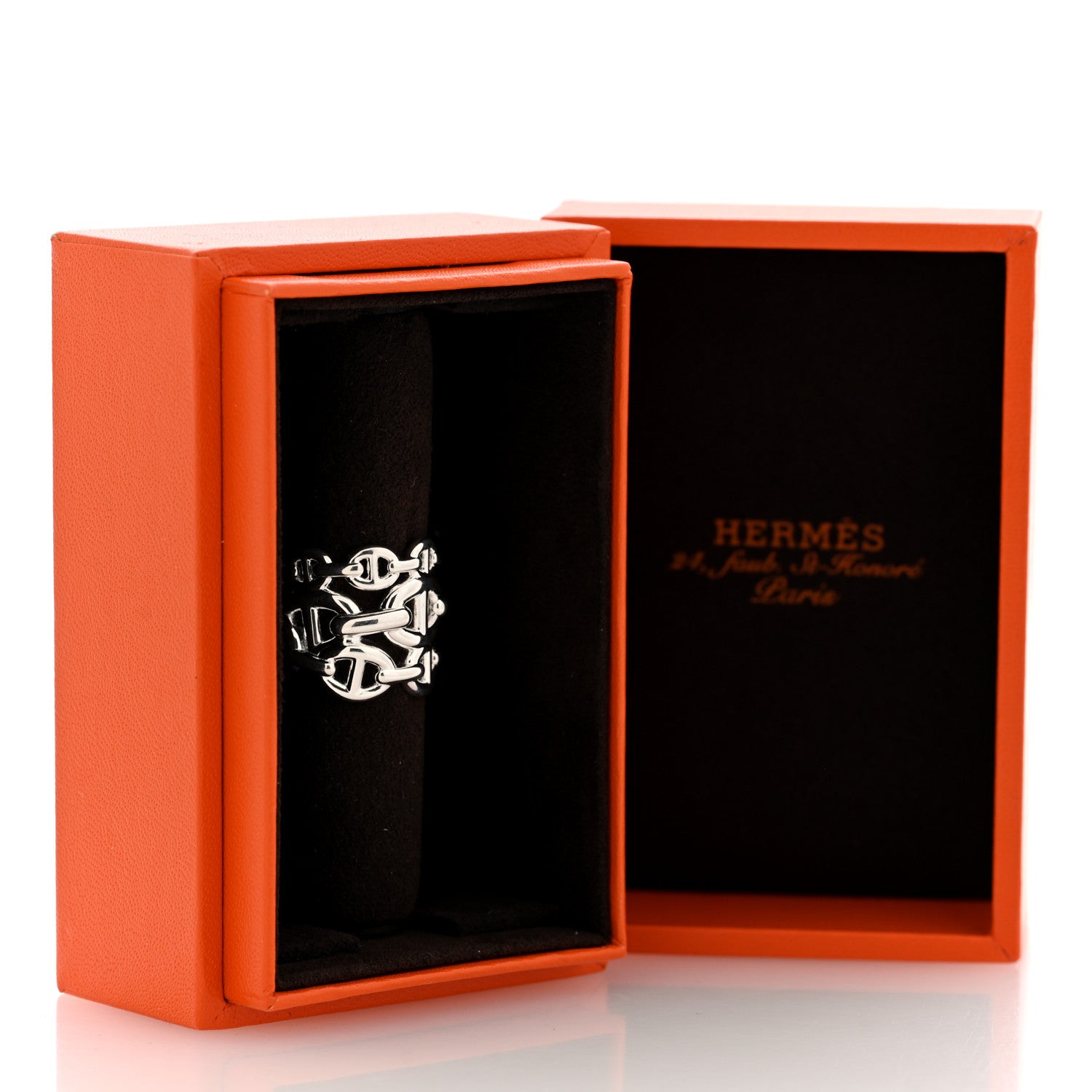 Hermes Sterling Silver GM Chaine d'ncre Enchainee Band Ring 49 4.75 6 of 6