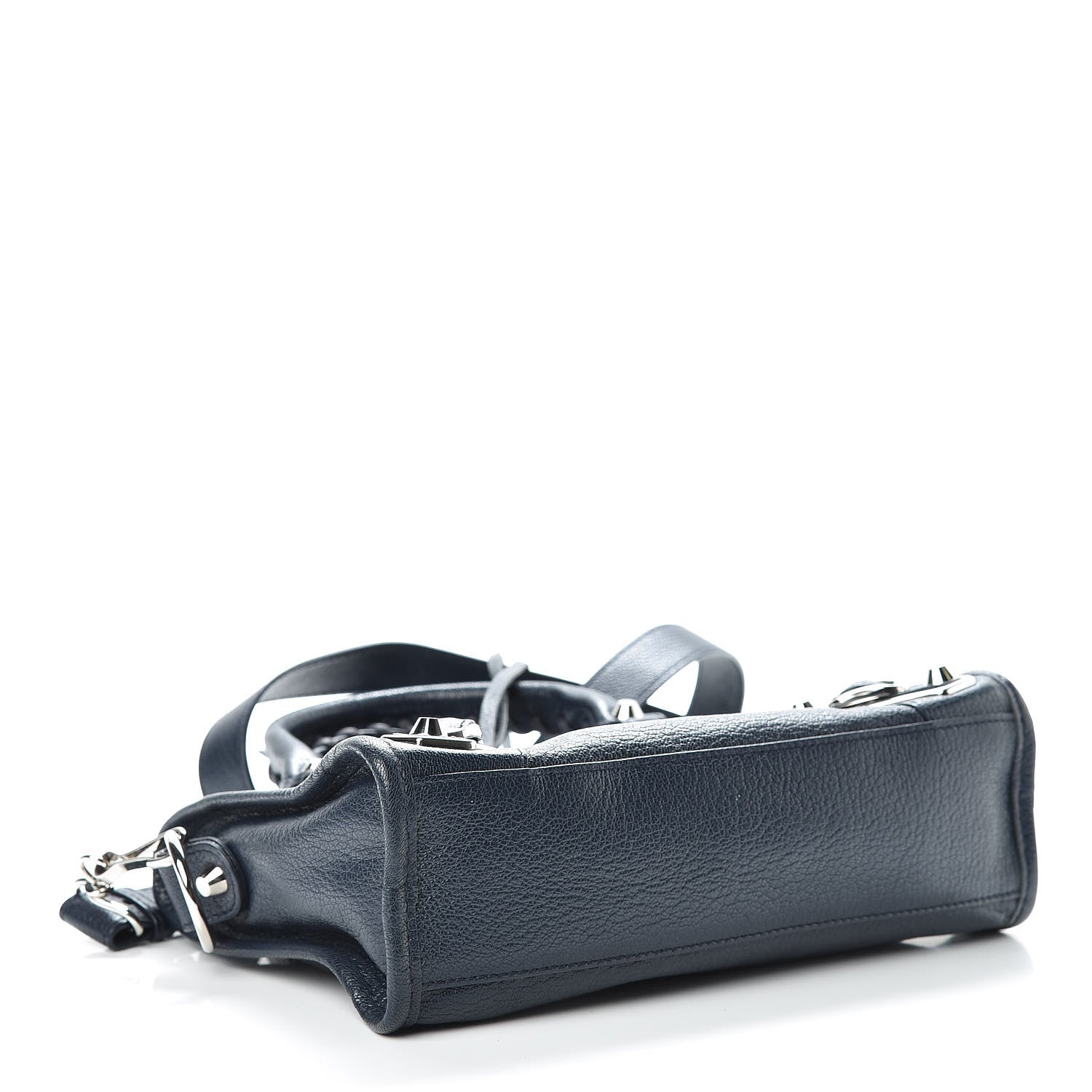 Balenciaga Chevre Silver Metallic Edge Hardware Mini City Bleu Nuit Dark Sea 4 of 10