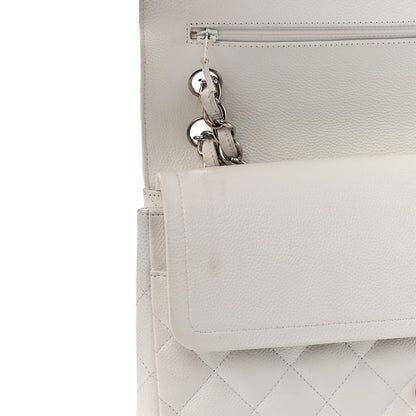 Chanel Caviar Quilted Jumbo Double Flap White 10 of 12