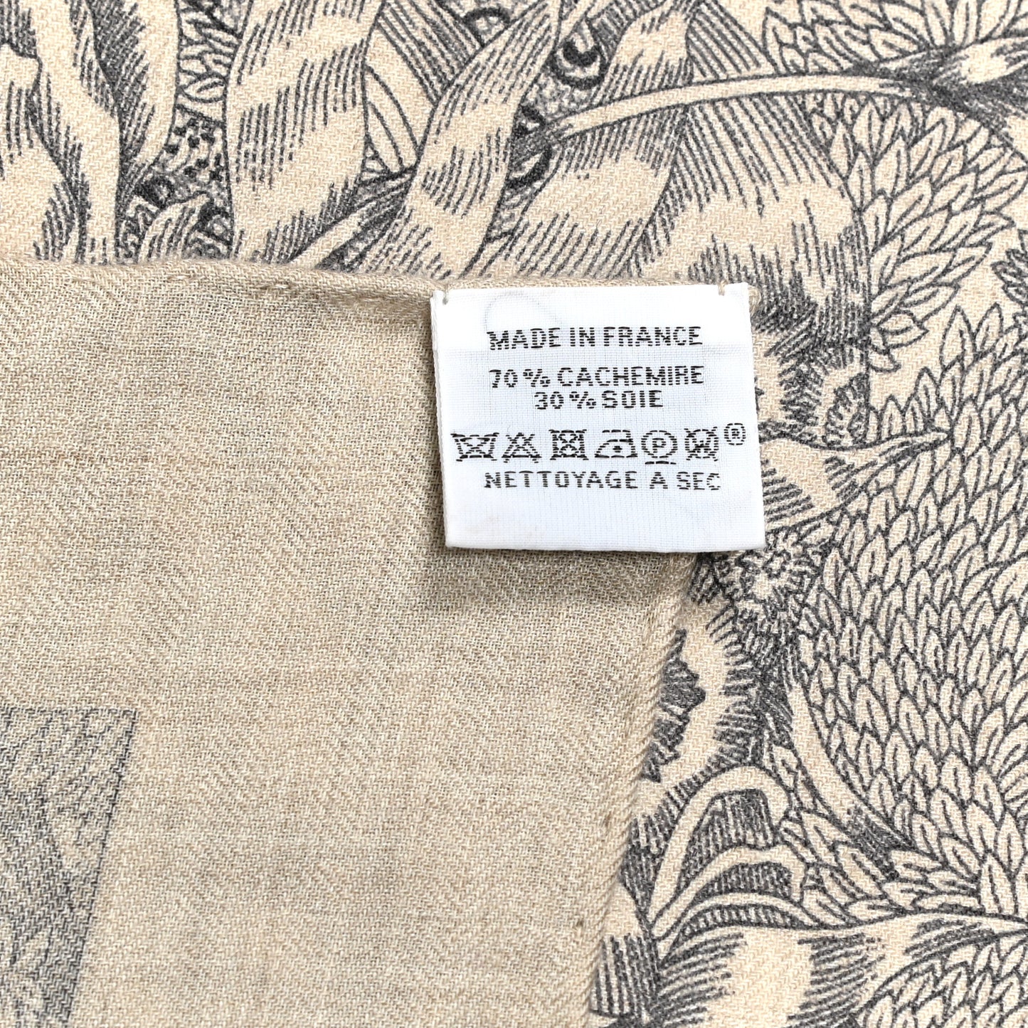 Cashmere Silk Faubourg Tropical Shawl 140 Naturel Gris Anthracite