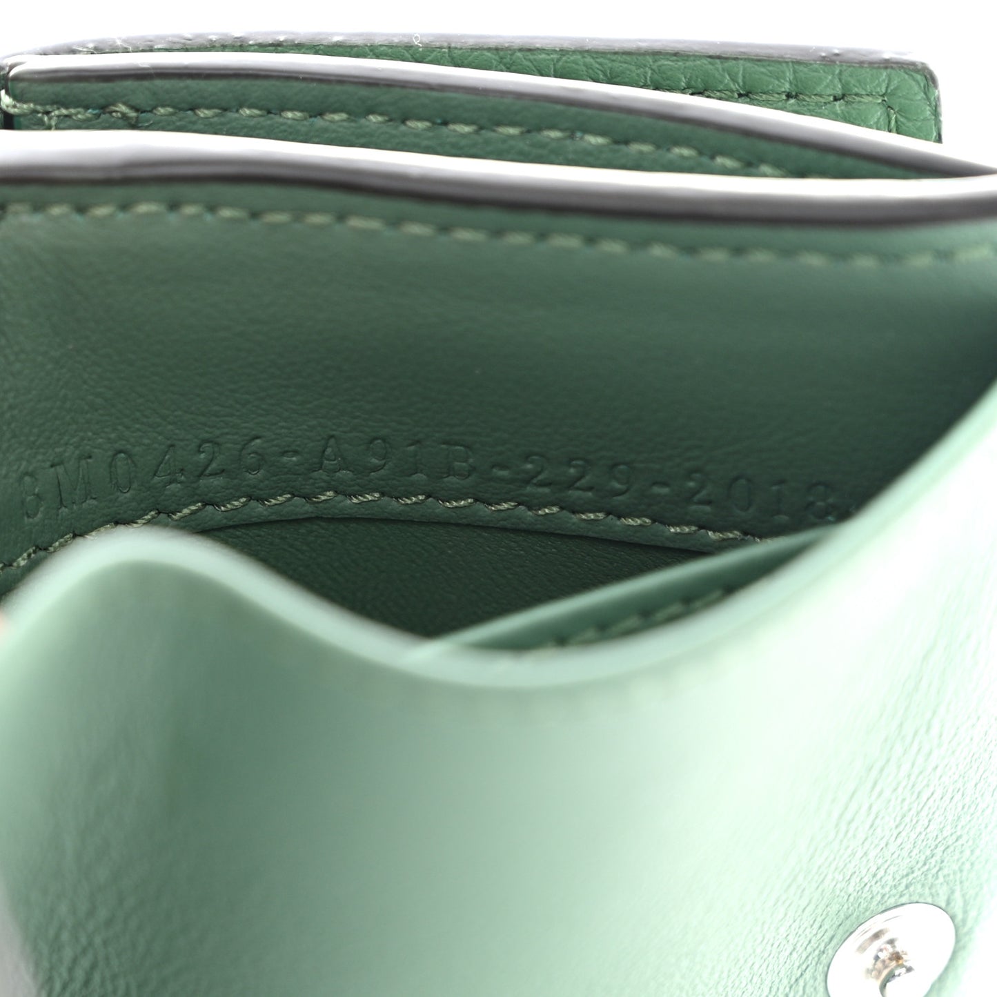 Cuoio Romano Vitello Grace Micro Peekaboo Tri-Fold Wallet Green