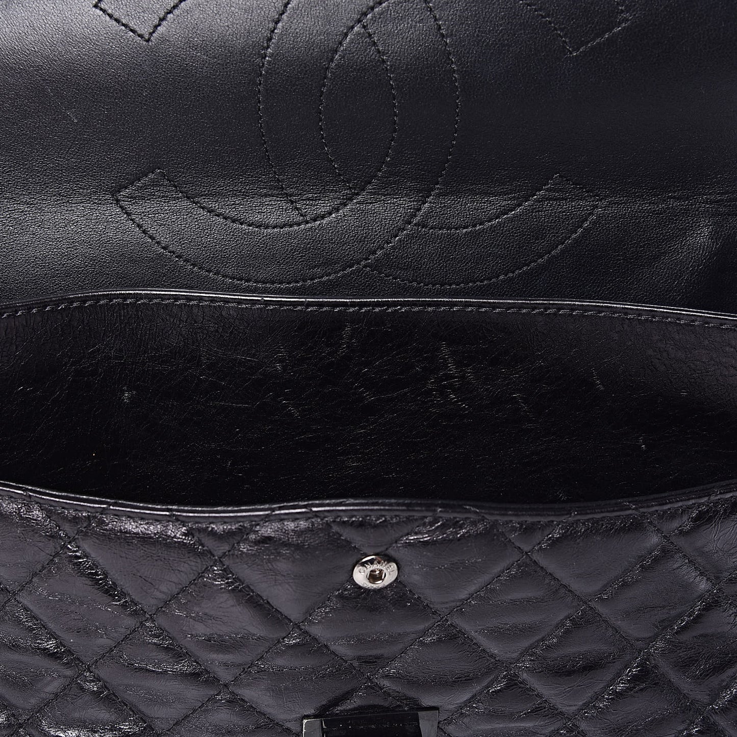 Metallic Aged Calfskin Quilted 2.55 Reissue 227 Flap So Black