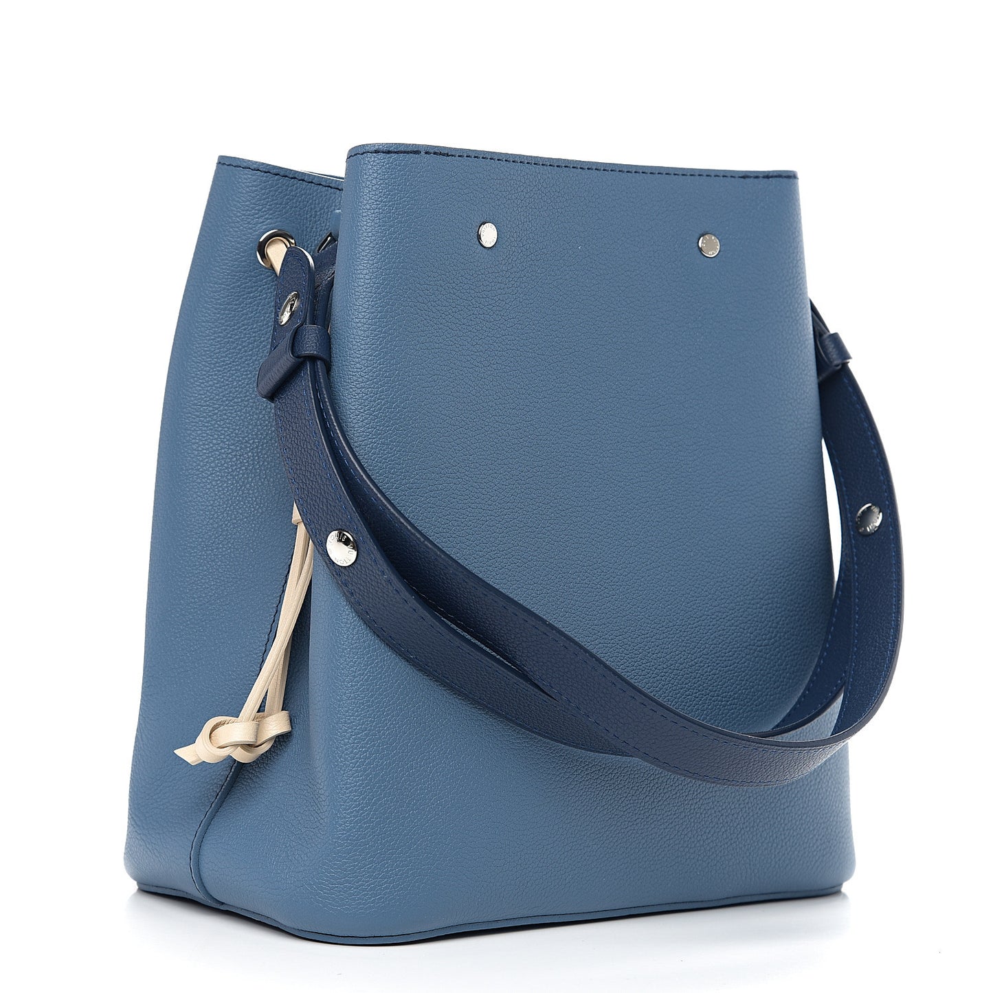 Calfskin Lockme Bucket Blue Jean