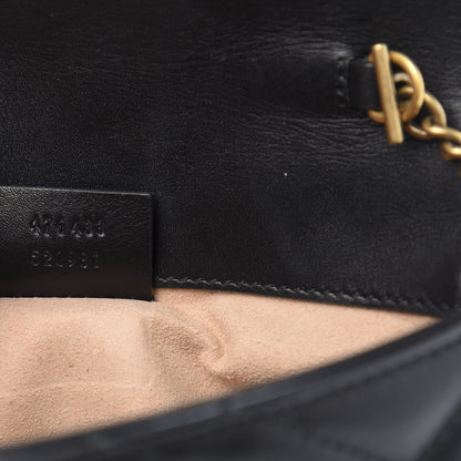 Gucci Calfskin Matelasse Super Mini GG Marmont Shoulder Bag Black 7 of 12