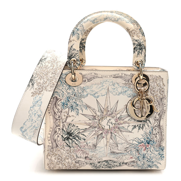 ヴィンテージ Dior パール花 ラペルピン 284 Christian Dior Calfskin Reve d'Infini Print Medium Lady Dior White