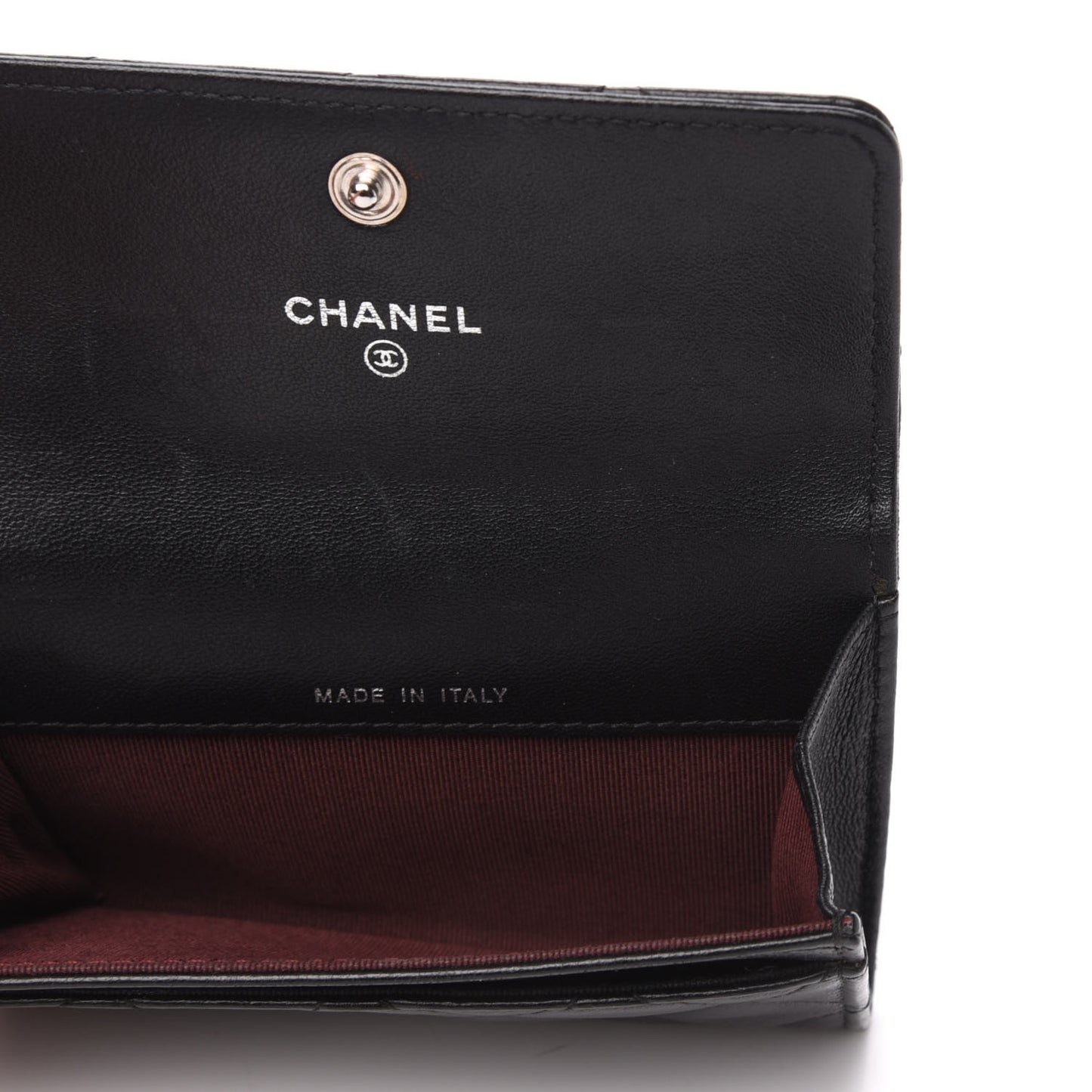 Lambskin Quilted Flap Card Holder Black