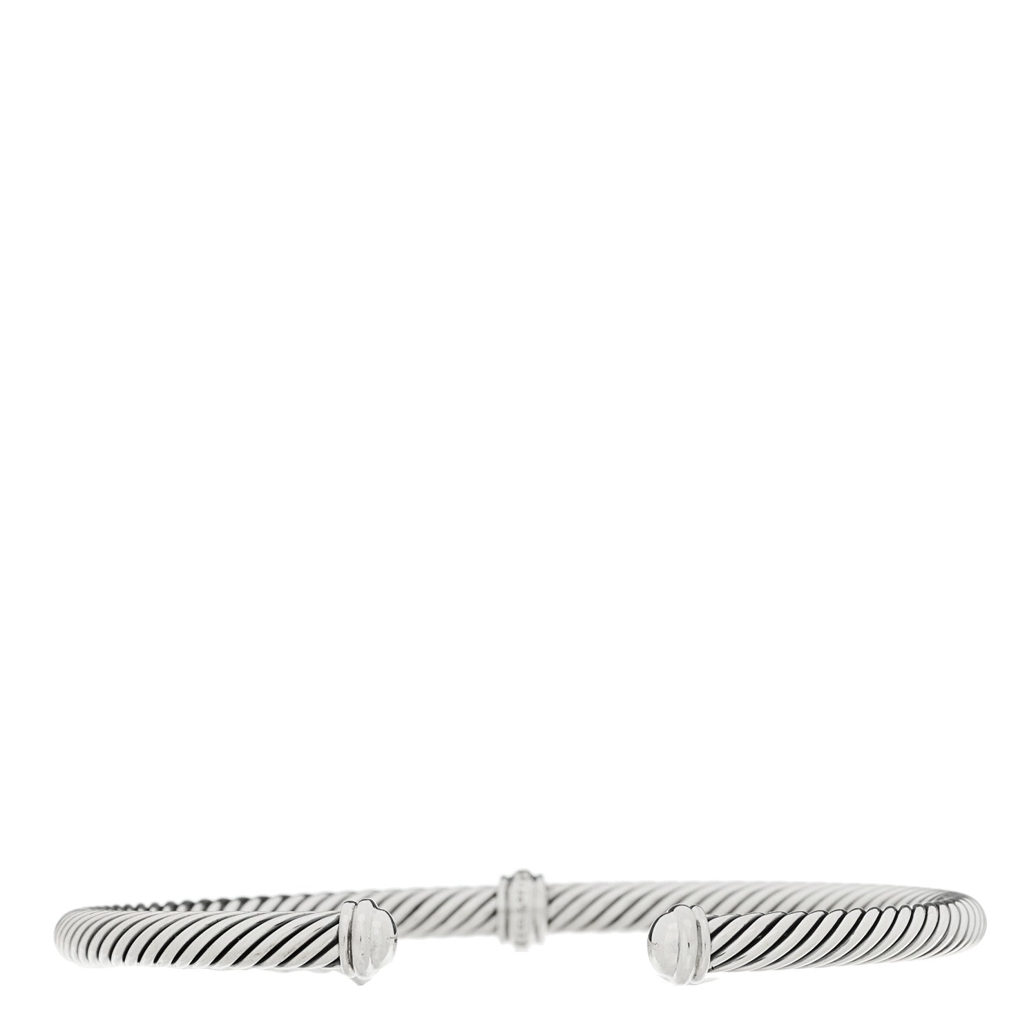 David Yurman Sterling Silver Diamond 4mm Cable Classics Center Station Bracelet 2 of 3