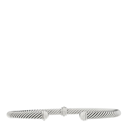 David Yurman Sterling Silver Diamond 4mm Cable Classics Center Station Bracelet 2 of 3